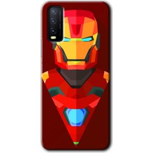 Gramaphone Vivo Y11S Kılıf Hd Desen Baskılı Arka Kapak + Kırılmaz Cam - Iron Man Çizim
