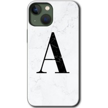 Gramaphone Apple iPhone 13 Kılıf Hd Desen Baskılı Arka Kapak - Beyaz Mermer Desenli A Harfi