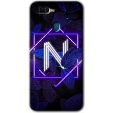 Gramaphone Oppo Ax7 Kılıf Hd Desen Baskılı Arka Kapak - Dark Neon Yaprak N Harfi