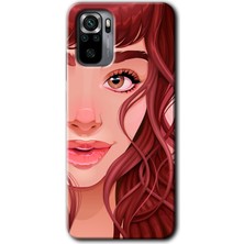 Gramaphone Redmi Note 10S Kılıf Hd Desen Baskılı Arka Kapak - Kızıl Kız