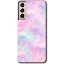 Gramaphone Galaxy S21 Kılıf Hd Desen Baskılı Arka Kapak - Pembe-Duman