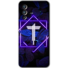 Gramaphone Vivo V23 5g Kılıf Hd Desen Baskılı Arka Kapak - Dark Neon Yaprak T Harfi