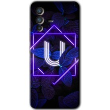 Gramaphone Vivo V23 5g Kılıf Hd Desen Baskılı Arka Kapak - Dark Neon Yaprak U Harfi
