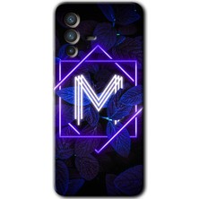 Gramaphone Vivo V23 5g Kılıf Hd Desen Baskılı Arka Kapak - Dark Neon Yaprak M Harfi