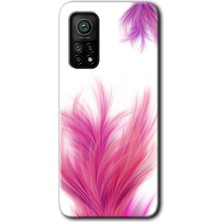 Gramaphone Xiaomi Mi 10T Kılıf Hd Desen Baskılı Arka Kapak + Kırılmaz Cam - Pembe Tüy