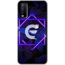 Gramaphone Vivo Y20S Kılıf Hd Desen Baskılı Arka Kapak - Dark Neon Yaprak G Harfi