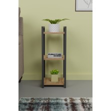 Cmkstore Metal Ahşap Dekoratif Çok Amaçlı Raf 3 Katlı Banyo Mutfak Rafı Çiçeklik Organizer Atlantik Çam