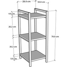 Cmkstore Metal Ahşap Dekoratif Çok Amaçlı Raf 3 Katlı Banyo Mutfak Rafı Çiçeklik Organizer Atlantik Çam