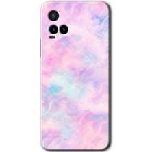 Gramaphone Vivo Y21 Kılıf Hd Desen Baskılı Arka Kapak + Kırılmaz Cam - Pembe-Duman