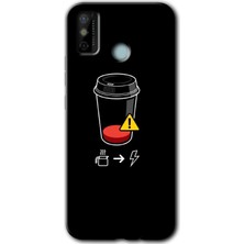 Gramaphone Tecno Spark 6 Go Kılıf Hd Desen Baskılı Arka Kapak - Coffee Battery