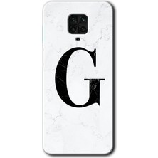 Gramaphone Redmi Note 9s Kılıf Hd Desen Baskılı Arka Kapak - Beyaz Mermer Desenli G Harfi