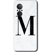 Gramaphone Huawei Nova 9 Se Kılıf Hd Desen Baskılı Arka Kapak - Beyaz Mermer Desenli M Harfi