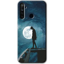 Gramaphone Realme 5i Kılıf Hd Desen Baskılı Arka Kapak + Kırılmaz Cam - Dolunay Yalnızlık