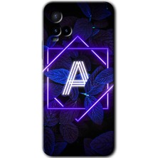 Gramaphone Vivo Y21S Kılıf Hd Desen Baskılı Arka Kapak - Dark Neon Yaprak A Harfi