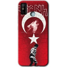 Gramaphone Tecno Spark 6 Go Kılıf Hd Desen Baskılı Arka Kapak + Kırılmaz Cam - Bozkurt Atam