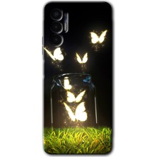 Gramaphone Tecno Spark 8 Pro Kılıf Hd Desen Baskılı Arka Kapak - Işıklı Kelebekler