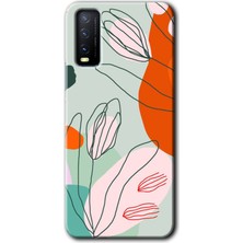 Gramaphone Vivo Y20 Kılıf Hd Desen Baskılı Arka Kapak + Kırılmaz Cam - Vektör Çiçekler