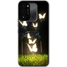 Gramaphone Tecno Spark 8c Kılıf Hd Desen Baskılı Arka Kapak - Işıklı Kelebekler