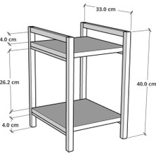 Cmkstore Metal Ahşap Dekoratif Çok Amaçlı Raf 2 Katlı Banyo Mutfak Rafı Çiçeklik Organizer Beyaz