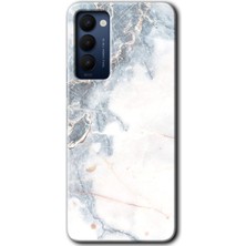 Gramaphone Tecno Camon 18P Kılıf Hd Desen Baskılı Arka Kapak - White Marble