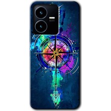 Gramaphone Vivo Y22S Kılıf Hd Desen Baskılı Arka Kapak + Kırılmaz Cam - Gizemli Pusula