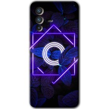 Gramaphone Vivo V23 5g Kılıf Hd Desen Baskılı Arka Kapak + Kırılmaz Cam - Dark Neon Yaprak O Harfi