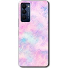 Gramaphone Tecno Camon 18P Kılıf Hd Desen Baskılı Arka Kapak + Kırılmaz Cam - Pembe-Duman