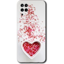 Gramaphone Galaxy A12 Kılıf Hd Desen Baskılı Arka Kapak + Kırılmaz Cam - Kalpli Şekerleme