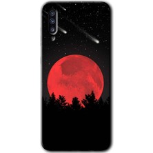 Gramaphone Galaxy A70 Kılıf Hd Desen Baskılı Arka Kapak + Kırılmaz Cam - Kanlı Ay