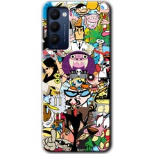 Gramaphone Tecno Camon 18 Kılıf Hd Desen Baskılı Arka Kapak + Kırılmaz Cam - Süper Çizgi Kahramanlar