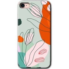 Gramaphone Apple iPhone 7 Kılıf Hd Desen Baskılı Arka Kapak + Kırılmaz Cam - Vektör Çiçekler