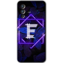Gramaphone Vivo V23 5g Kılıf Hd Desen Baskılı Arka Kapak + Kırılmaz Cam - Dark Neon Yaprak E Harfi