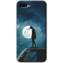 Gramaphone Oppo Rx 17 Neo Kılıf Hd Desen Baskılı Arka Kapak + Kırılmaz Cam - Dolunay Yalnızlık