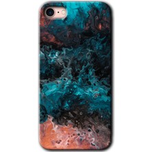 Gramaphone Apple iPhone 7 Kılıf Hd Desen Baskılı Arka Kapak + Kırılmaz Cam - Liquid Colorfull