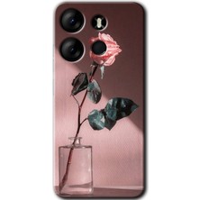 Gramaphone Tecno Spark Go 2023 Kılıf Hd Desen Baskılı Arka Kapak + Kırılmaz Cam - Retro Gül