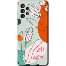 Gramaphone Galaxy A72 Kılıf Hd Desen Baskılı Arka Kapak + Kırılmaz Cam - Vektör Çiçekler