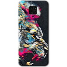 Gramaphone Redmi Note 9s Kılıf Hd Desen Baskılı Arka Kapak + Kırılmaz Cam - Colorfull Aslan