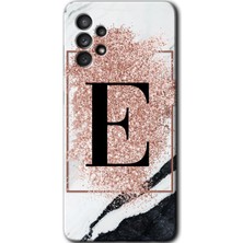 Gramaphone Galaxy A52 Kılıf Hd Desen Baskılı Arka Kapak - Pembe Mermer Desenli E Harfi
