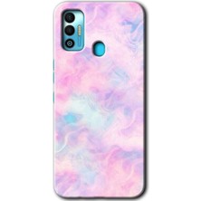 Gramaphone Tecno Spark 7t Kılıf Hd Desen Baskılı Arka Kapak + Kırılmaz Cam - Pembe-Duman