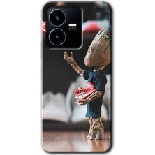 Gramaphone Vivo Y22S Kılıf Hd Desen Baskılı Arka Kapak + Kırılmaz Cam - I Am Groot
