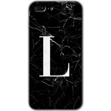 Gramaphone Apple iPhone 7 Plus Kılıf Hd Desen Baskılı Arka Kapak - Siyah Mermer Desenli L Harfi