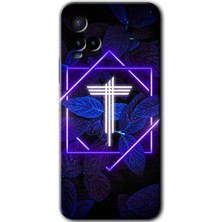 Gramaphone Vivo Y21 Kılıf Hd Desen Baskılı Arka Kapak - Dark Neon Yaprak T Harfi