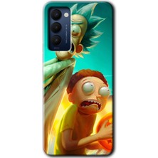 Gramaphone Tecno Camon 18T Kılıf Hd Desen Baskılı Arka Kapak + Kırılmaz Cam - Rick Morty