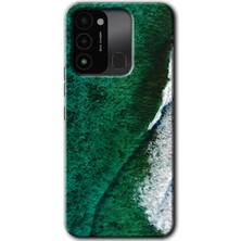 Gramaphone Tecno Spark 8c Kılıf Hd Desen Baskılı Arka Kapak - Yeşil Okyanus