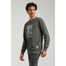 New World Polo Bisiklet Yaka Haki Slim Fit Sweatshirt 23FWM60153