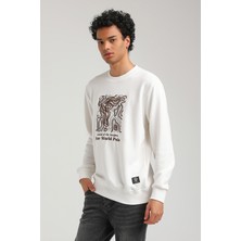 New World Polo Bisiklet Yaka Ekru Slim Fit Sweatshirt 23FWM60153