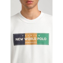 New World Polo Bisiklet Yaka Ekru Slim Fit Sweatshirt 23FWM60155