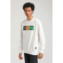 New World Polo Bisiklet Yaka Ekru Slim Fit Sweatshirt 23FWM60155