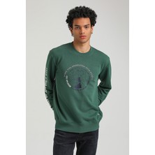 New World Polo Bisiklet Yaka Yeşil Slim Fit Sweatshirt 23FWM60147