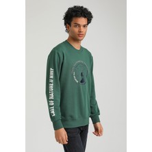 New World Polo Bisiklet Yaka Yeşil Slim Fit Sweatshirt 23FWM60147